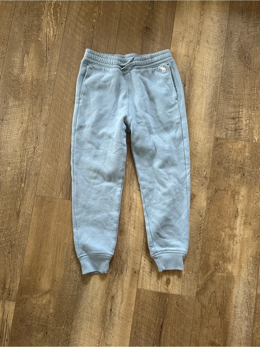 Abercrombie Kids Light Blue Fleece Jogger Sweat Pants tie waist and ankle cuff